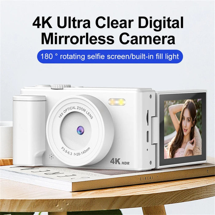 H01 2.8 Inch Flip Screen Digital Camera 18X Zoom CCD Sensor HD Video Recording Camera - Black - 4