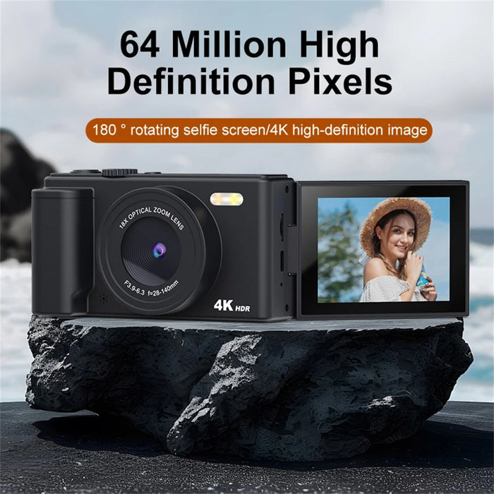 H01 2.8 Inch Flip Screen Digital Camera 18X Zoom HD Video Recording CCD Camera with 32G Memory Card + Card Reader - Black - 3