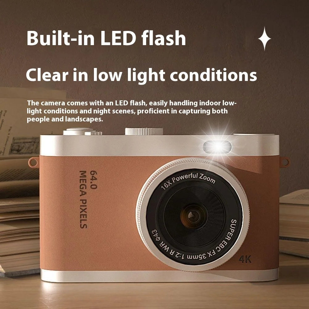 Y03 For Students 2.4 Inch Digital Camera Entry Level Retro CCD Dual Front Rear HD Camera - White - 6