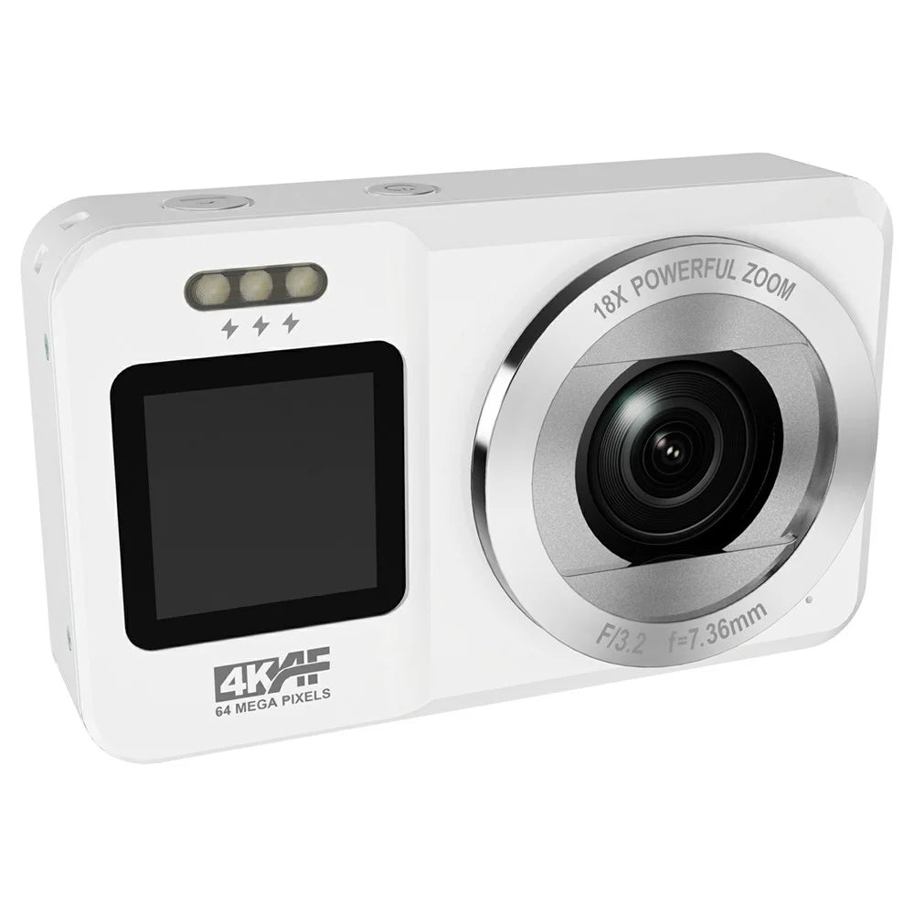 CV04 Portable Digital Camera Dual Screen HD Video Recording CCD Auto Focus Camera with 32G Card + Card Reader - White - 1