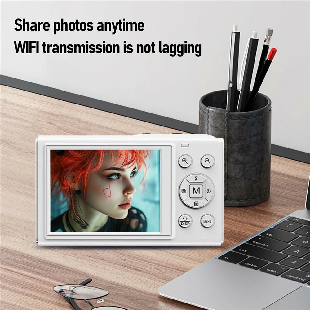 S150 Pro 5K Digital Camera Dual Screen Built-in Flash 18X Digital Zoom 80MP WiFi Camcorder with 32G TF Card - White - 7