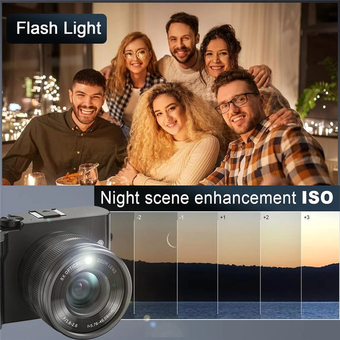 DC209X Digital Camera 64MP 5K Video Recording EIS Stabilization Dual Lens Camera with 32GB Memory Card - 4