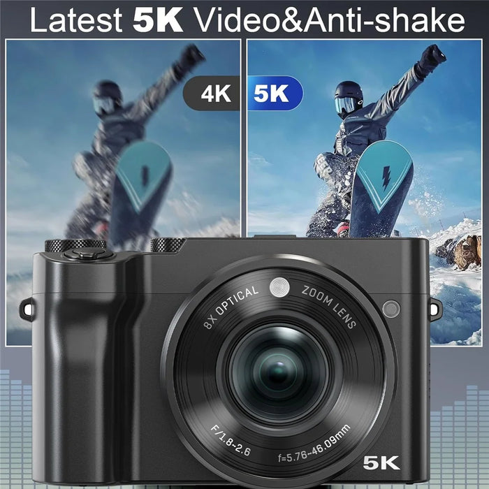 DC209X Digital Camera 64MP 5K Video Recording EIS Stabilization Dual Lens Camera with 32GB Memory Card - 6