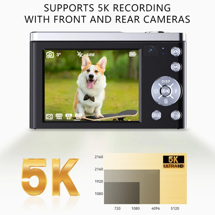 DC305X Digital Camera 5K 56MP Kids Camera 10X Optical Zoom Vlogging Camera for Teens - EU Plug - 5
