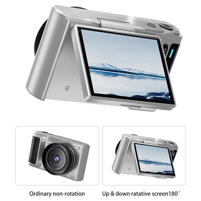 M3 Digital Camera 2.8 Inch HD Flip Screen Auto Focus 16x Digital Zoom 4K Video Recorder - White - 3