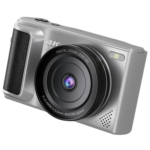 M3 Digital Camera 2.8 Inch HD Flip Screen Auto Focus 16x Digital Zoom 4K Video Recorder, with 32GB Card + Card Reader - Silver - 1