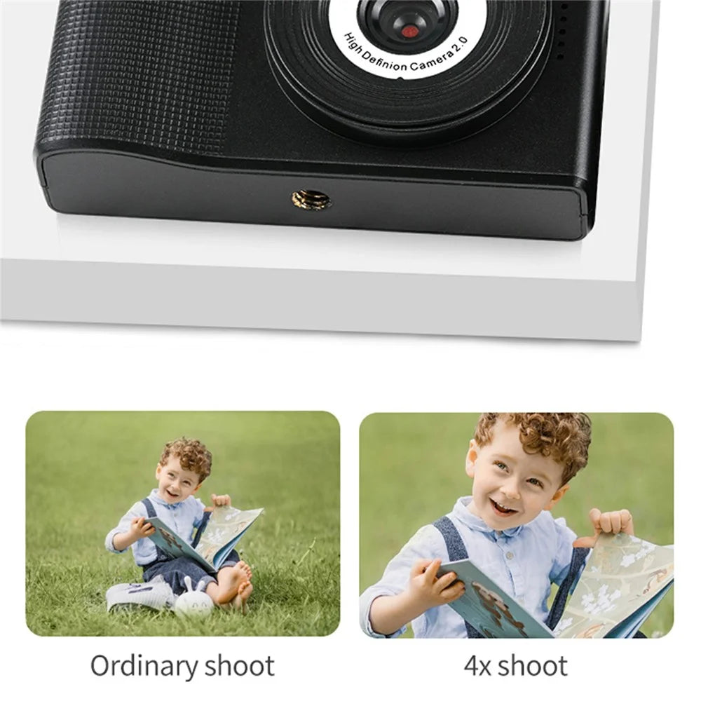 Y1 2.4 Inch Portable Digital Camera Dual HD Lens 4X Digital Zoom Auto Focus 4K Video Recorder - Black - 5