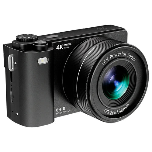 D1 2.8 Inch Flip Screen Portable Digital Camera 16X Zoom 4K UHD 64MP Video Recording Cam - Black - 1