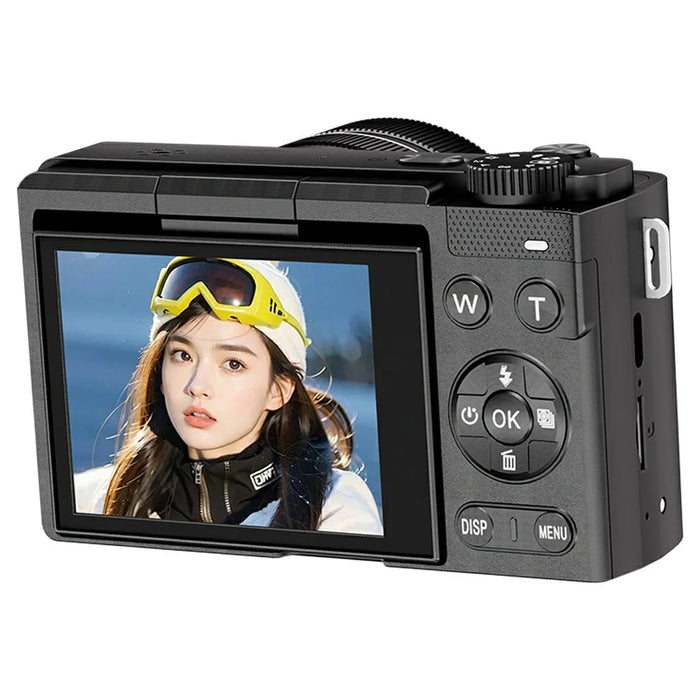 D1 2.8 Inch Flip Screen Portable Digital Camera 16X Zoom 4K UHD 64MP Video Recording Cam, with 32GB Card + Card Reader - Black - 2