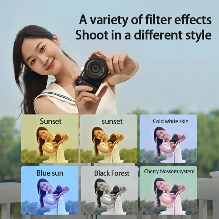 D1 2.8 Inch Flip Screen Portable Digital Camera 16X Zoom 4K UHD 64MP Video Recording Cam, with 32GB Card + Card Reader - Black - 5