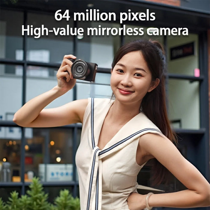 D1 2.8 Inch Flip Screen Portable Digital Camera 16X Zoom 4K UHD 64MP Video Recording Cam, with 32GB Card + Card Reader - Black - 7