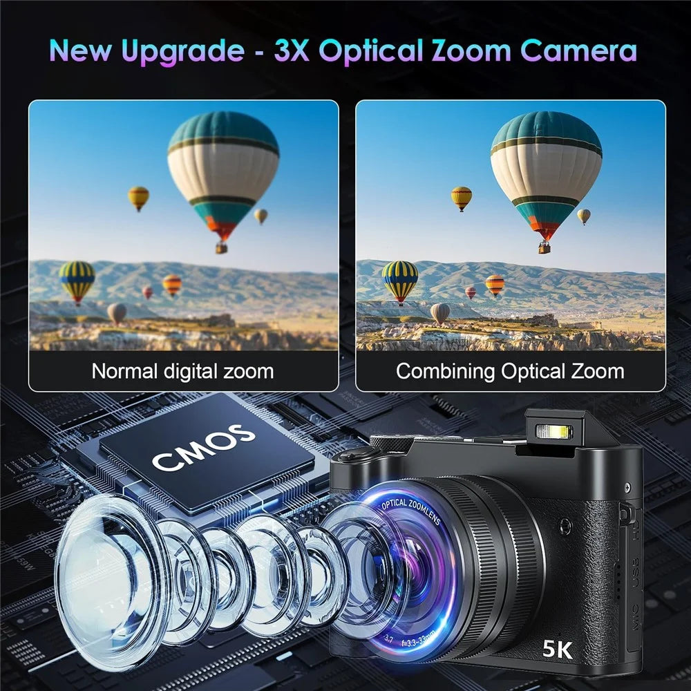 DC205X Dual Lens Camcorder 5K HD Optical Zoom Digital Camera Video Recorder with 64GB Card - EU Plug - 6
