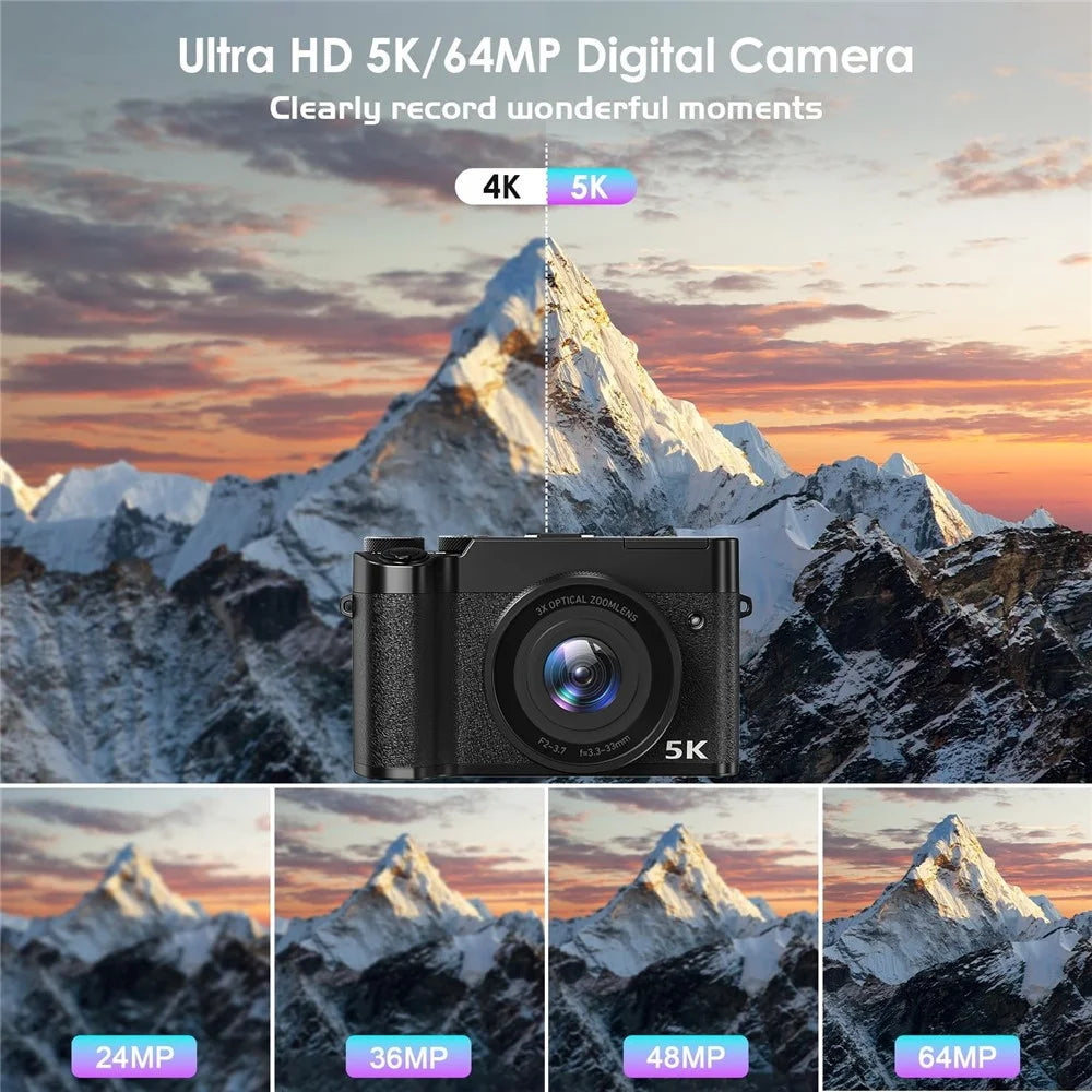 DC205X Dual Lens Camcorder 5K HD Optical Zoom Digital Camera Video Recorder with 64GB Card - EU Plug - 7
