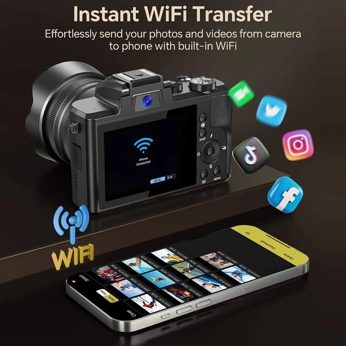 DC226 Students Entry-Level Digital Camera 48MP Sensor 8K HD Video Selfie Camera with 64GB Memory Card - EU Plug - 4