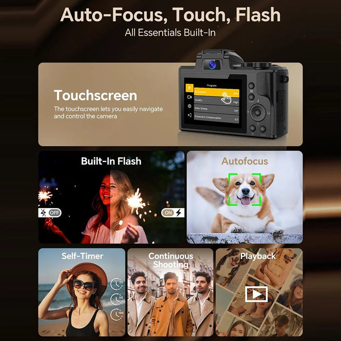 DC226 Students Entry-Level Digital Camera 48MP Sensor 8K HD Video Selfie Camera with 64GB Memory Card - EU Plug - 5