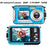 WP06 1.8 Inch Front + 2.7 Inch Rear Dual Screen 48MP 2.7K HD Digital Camera for 3m Underwater Photography, with 32GB Card - Blue - 4