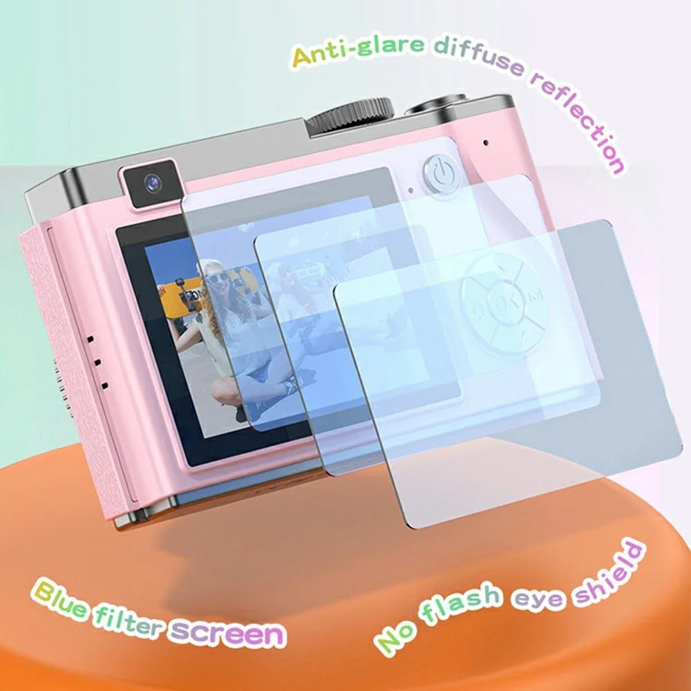 LK-003 2.4 Inch IPS Screen Portable Digital Camera Dual Lens CCD HD Video Recorder Built In Games, with 32GB Card - Pink - 5