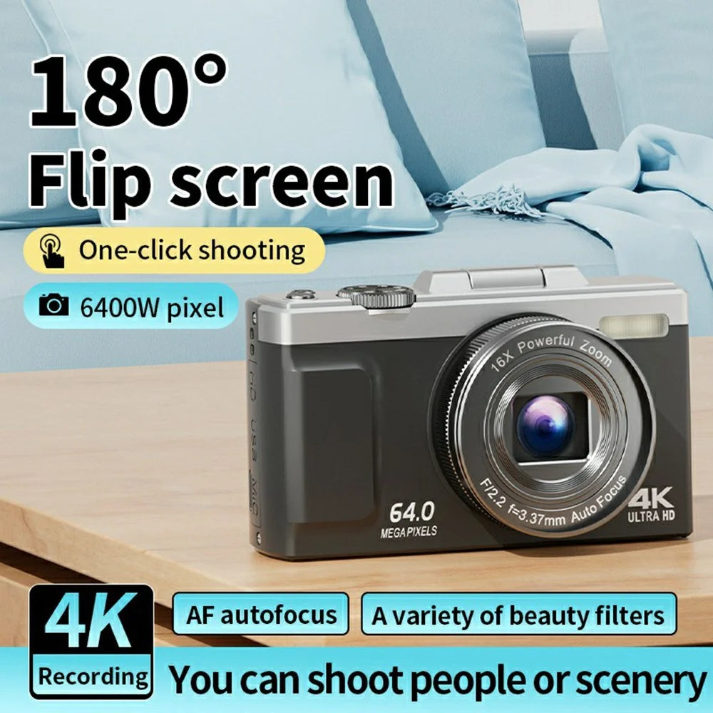 M25 3.0 Inch Flip Screen 4K 64MP Portable Digital Camera 16X Zoom HD Video Recording CCD - 3