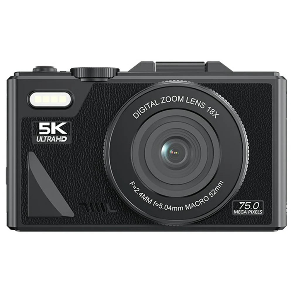 W1 3.0 Inch Flip Screen 18X Digital Zoom Digital Camera 5K Video Recorder with LED Flash - Black - 2