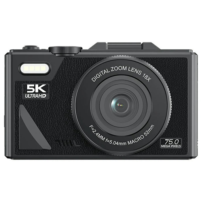 W1 3.0 Inch Flip Screen 18X Digital Zoom Digital Camera 5K Video Recorder with LED Flash, with 32GB Card + Card Reader - Black - 2