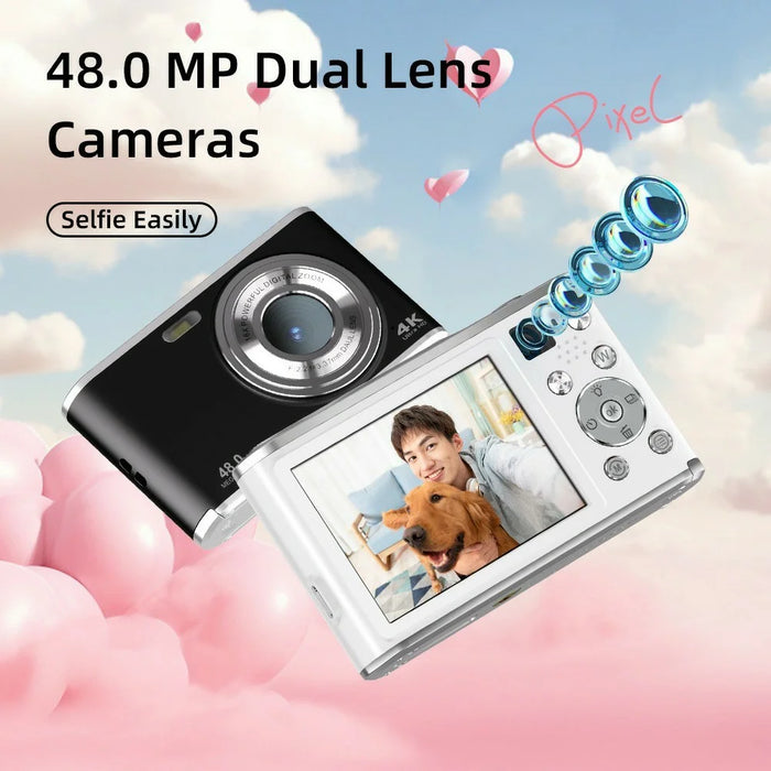 DC306L-AF Dual Lens HD Digital Camera Auto Focus 16X Zoom Vlogging Camera for Teens, with 32GB Card - Black - 3