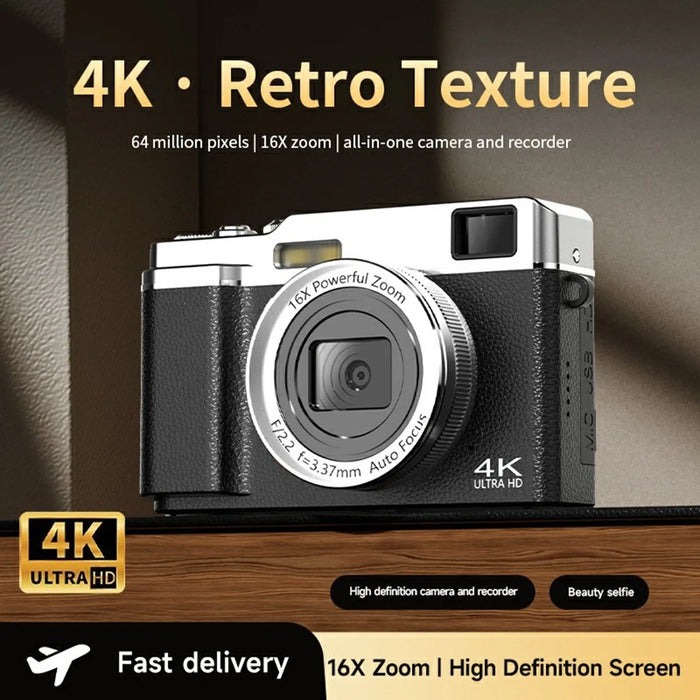 M22 2.8 Inch IPS Screen Portable Digital Camera HD Photo Capture 16X Zoom Retro 4K Video Recorder, with 32GB Card + Card Reader - 3