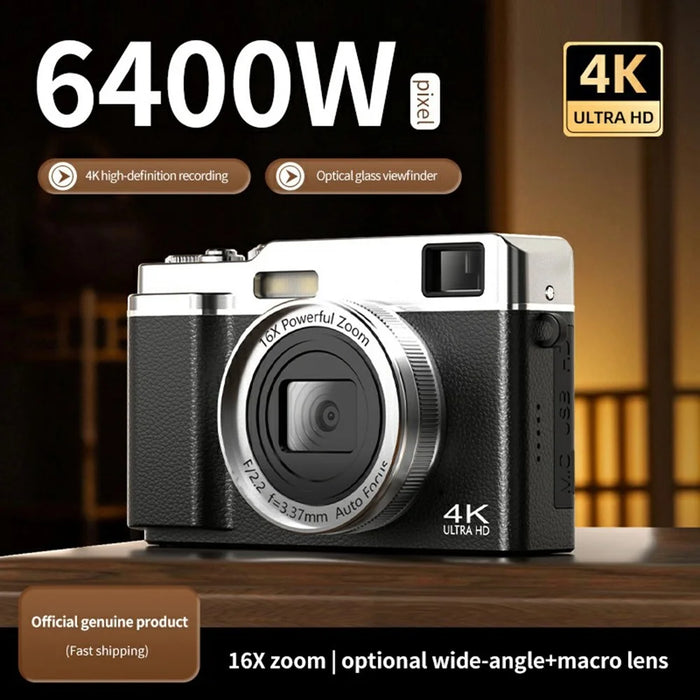 M22 2.8 Inch IPS Screen Portable Digital Camera HD Photo Capture 16X Zoom Retro 4K Video Recorder, with 32GB Card + Card Reader - 4