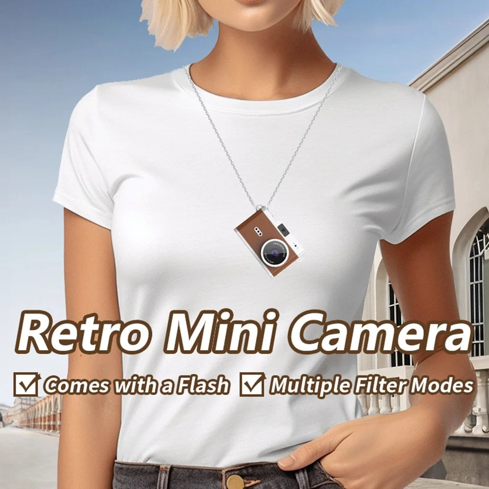 X5 0.96 Inch Retro Digital Camera HD Photo Video Recording Mini CCD Thumb Camera Built In Flash - Brown - 3