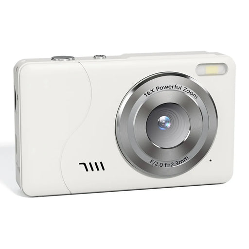 FC002S 2.4 Inch HD Screen Digital Camera 16x Digital Zoom Portable 1080P HD Video Recording CCD Built In LED Flash - White - 1