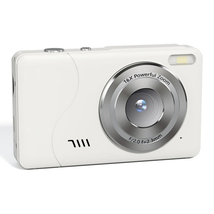 FC002S 2.4 Inch HD Screen Digital Camera 16x Digital Zoom Portable 1080P HD Video Recording CCD Built In LED Flash - White - 1