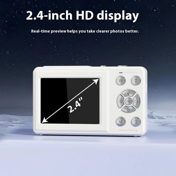 FC002S 2.4 Inch HD Screen Digital Camera 16x Digital Zoom Portable 1080P HD Video Recording CCD Built In LED Flash - White - 6