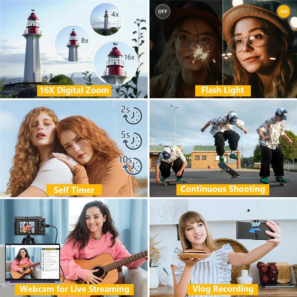 DC101 4K 64MP Video Camera 18X Digital Camcorder 3.0 inch Flip Screen Camcorder for Photography / Vlogging - 4