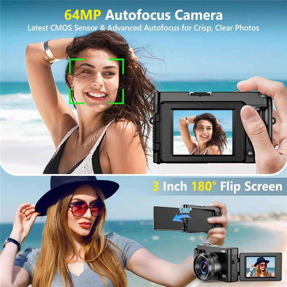 DC101 4K 64MP Video Camera 18X Digital Camcorder 3.0 inch Flip Screen Camcorder for Photography / Vlogging - 6