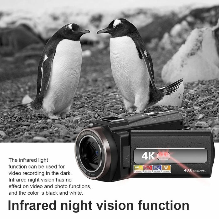 HDV-254KM 3.0 Inch Touch Screen 4K Digital Video Camera Ultra HD 48MP 16X Zoom IR Night Vision Cam, with 32GB Card - 6