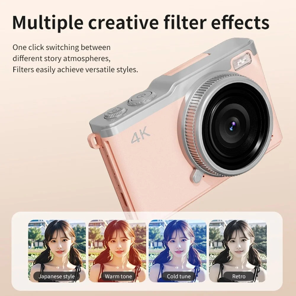 D72 2.4 Inch HD Flip Screen CCD Portable Digital Camera 4K Video Recording 16X Digital Zoom - Black - 5