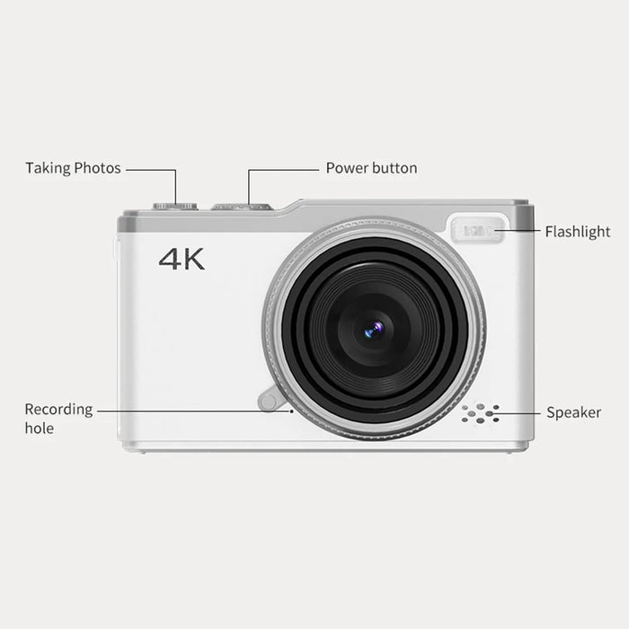 D72 2.4 Inch HD Flip Screen CCD Portable Digital Camera 4K Video Recording 16X Digital Zoom, with 32GB Card - Black - 7