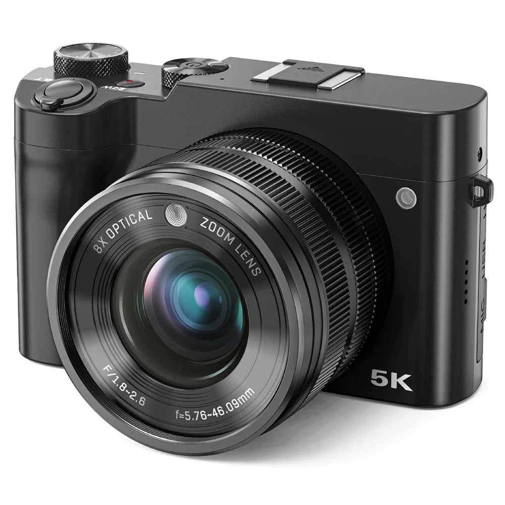 DC209X Digital Camera 8X Optical Zoom High Definition Shooting Camera with 5K Video Recording - Black - 1