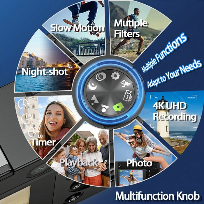 DC218L Retro 4K Digital Camera Dual Lens 64MP 16X Zoom Autofocus Camera for Beginners - 5