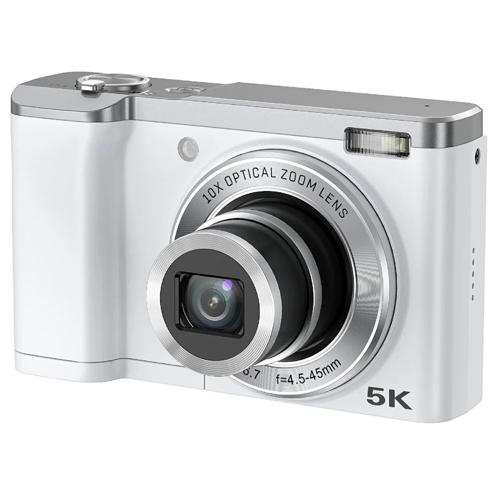 DC305X Digital Camera 5X Optical Zoom Anti Shake HD Dual Lens 5K Video Recorder, with 32GB Card - White / EU Plug - 1