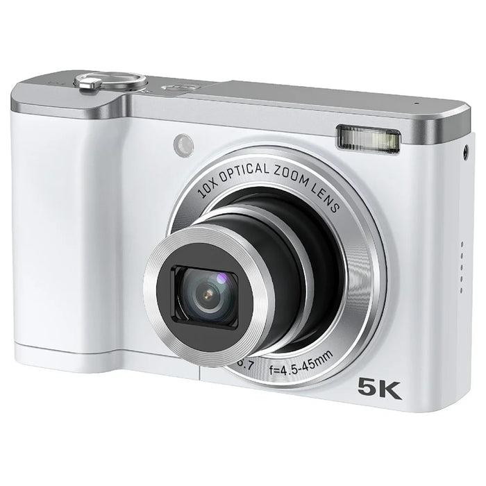DC305X Digital Camera 5X Optical Zoom Anti Shake HD Dual Lens 5K Video Recorder, with 32GB Card - White / EU Plug - 1