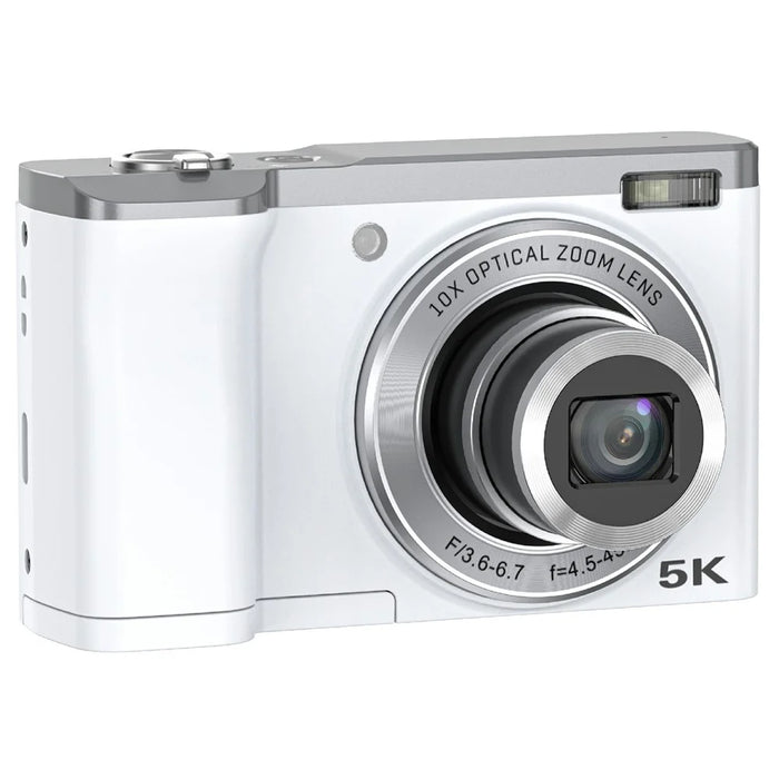 DC305X Digital Camera 5X Optical Zoom Anti Shake HD Dual Lens 5K Video Recorder, with 32GB Card - White / EU Plug - 2