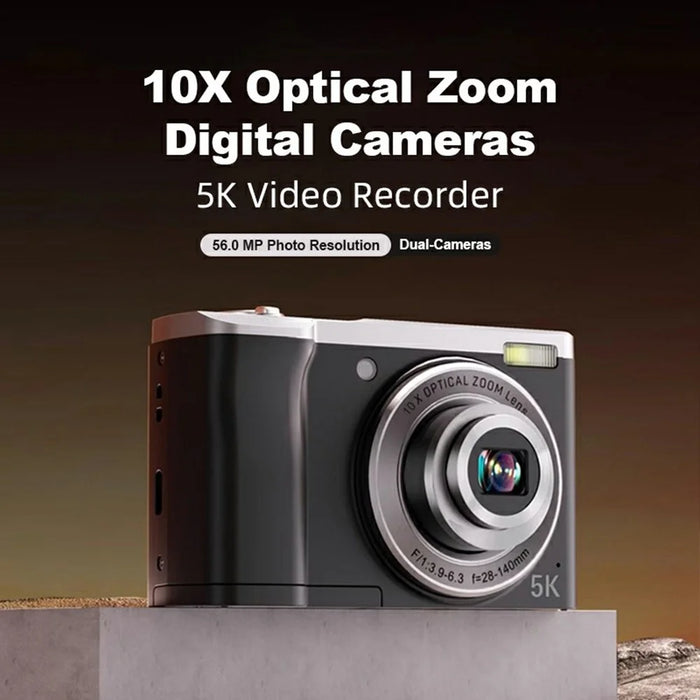 DC305X Digital Camera 5X Optical Zoom Anti Shake HD Dual Lens 5K Video Recorder, with 32GB Card - White / EU Plug - 5