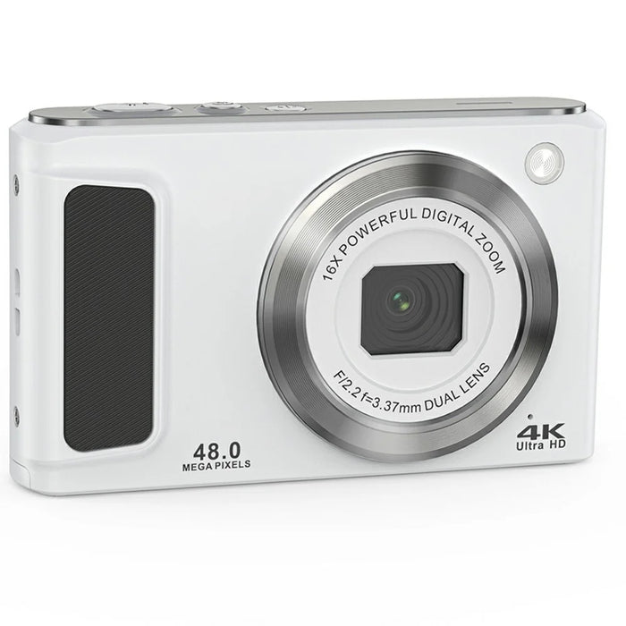 DC308 For Students 2.8 Inch IPS Screen Digital Camera 16X Zoom 4K HD Dual Lens Camcorder - White / EU Plug - 2
