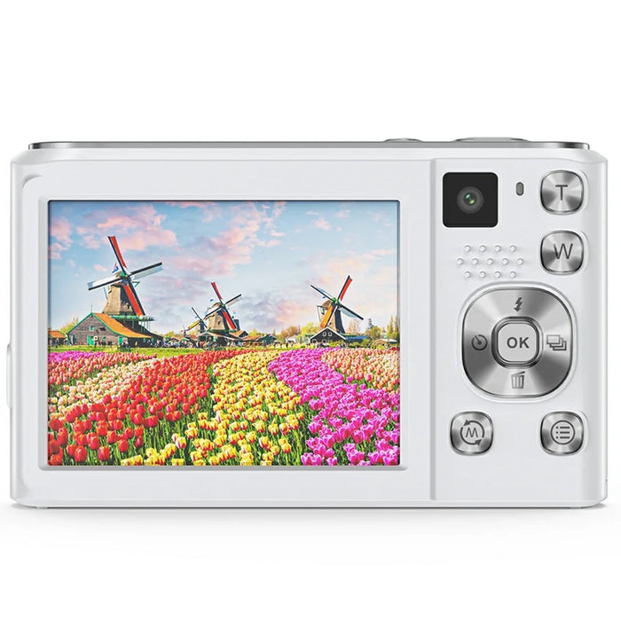 DC308 For Students 2.8 Inch IPS Screen Digital Camera 16X Zoom 4K HD Dual Lens Camcorder - White / EU Plug - 3