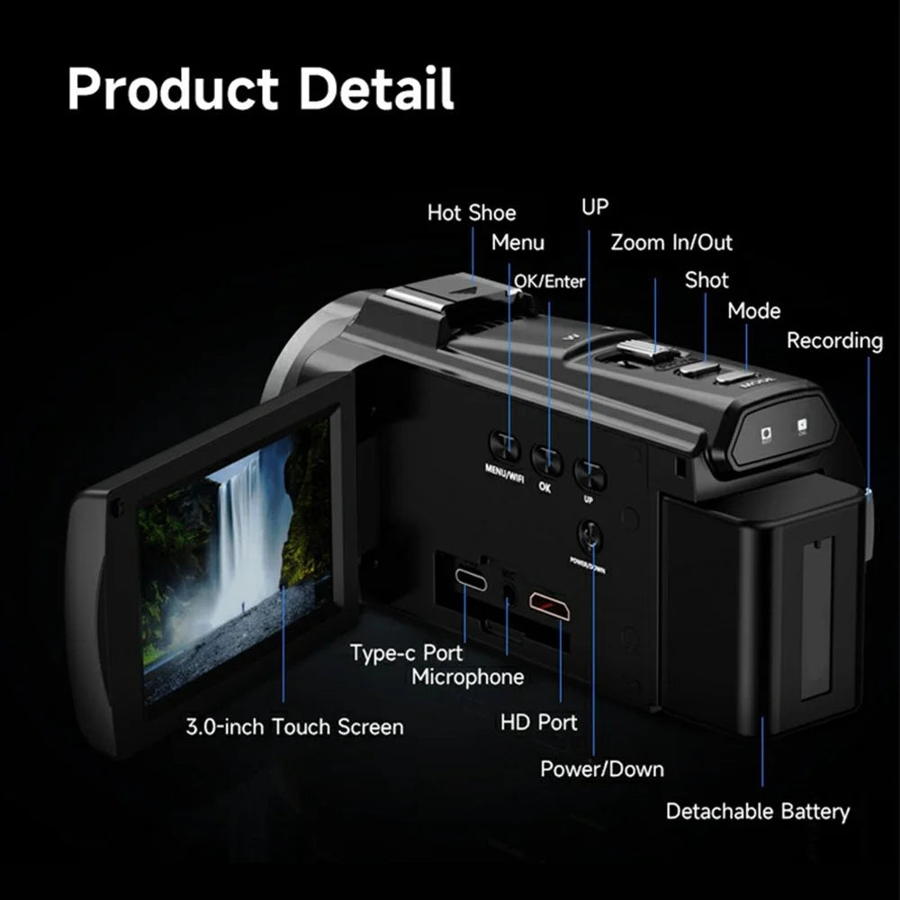 HDV-255K HD 5K Outdoor Sports DV Action Camera Handheld Anti-shake Digital Camera, with 32GB Card - UK Plug - 3