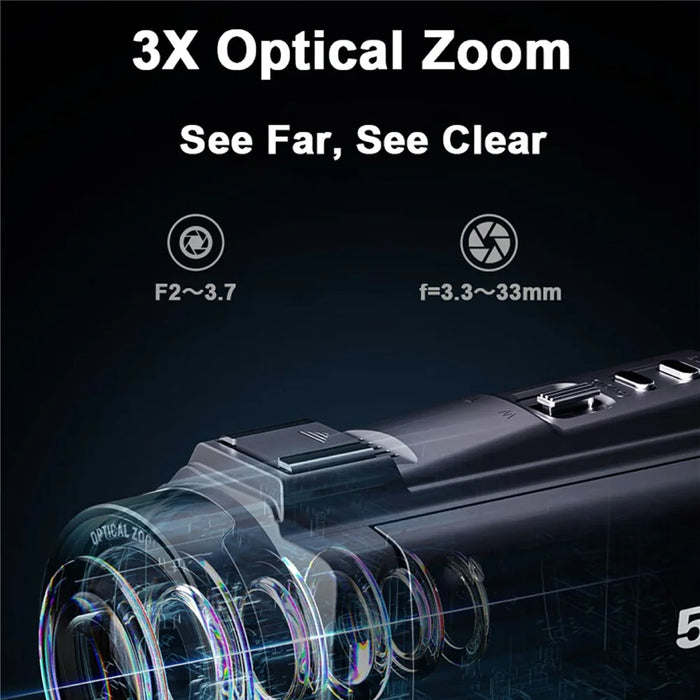 HDV-265K Digital Camera 5K Handheld Video Recorder 3X Optical Zoom 6 Axis Stabilization DV Camcorder - UK Plug - 4