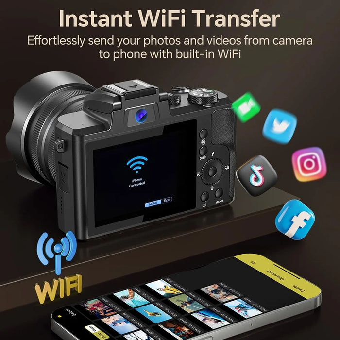 DC226 8K Digital Camera 48MP Sensor Entry-Level for Students Selfie Camera with 32GB Memory Card  /  2 Batteries - EU Plug - 4