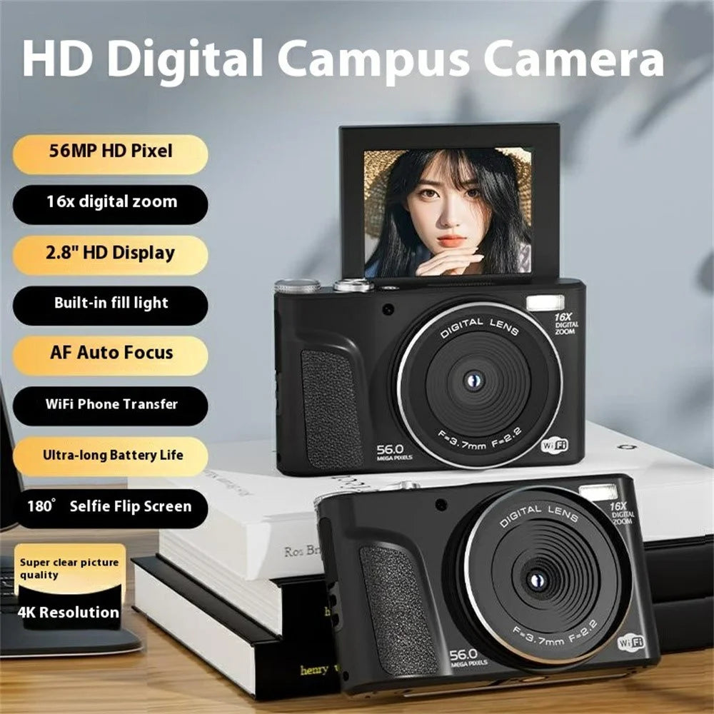 D01 2.8 Inch Flip Screen Portable Digital Camera 16X Zoom HD Photo Video CCD Support WiFi Transfer, with 32GB Card + Card Reader - Black - 5