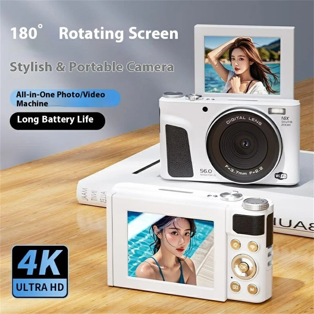 D01 2.8 Inch Flip Screen Portable Digital Camera 16X Zoom HD Photo Video CCD Support WiFi Transfer, with 32GB Card + Card Reader - Black - 7