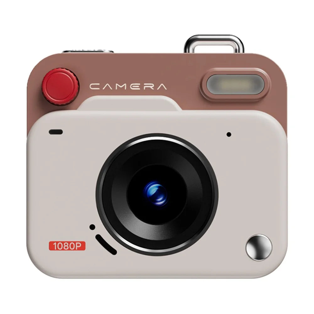 Y6000 Mini Keychain Retro Camera HD 1080P 48MP Tiny Pocket Size Photo Video for Travel Study Recording - Khaki - 2